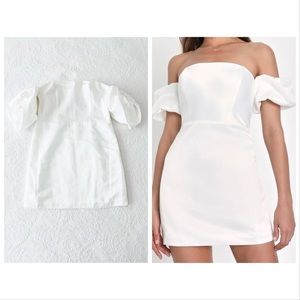 NWOT Lulus Significant Sensation White Satin Off-the-Shoulder Mini Dress Large